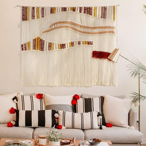 Anthropologie Large Handmade Colorful Woven Macrame Wall Hanging - Picture 1 of 9